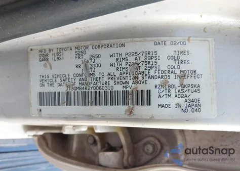 2000 Toyota 4Runner from USA, damaged, VIN JT3GM84R2Y0060310